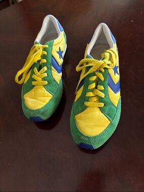 Converse Yellow & Green Low-Top Sneakers with Blue Star